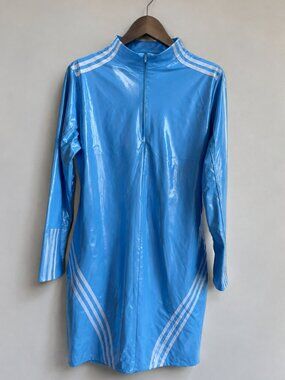 Adidas x Ivy Park Light Blue Latex Mini Dress 2X Beyoncé Icy Park
